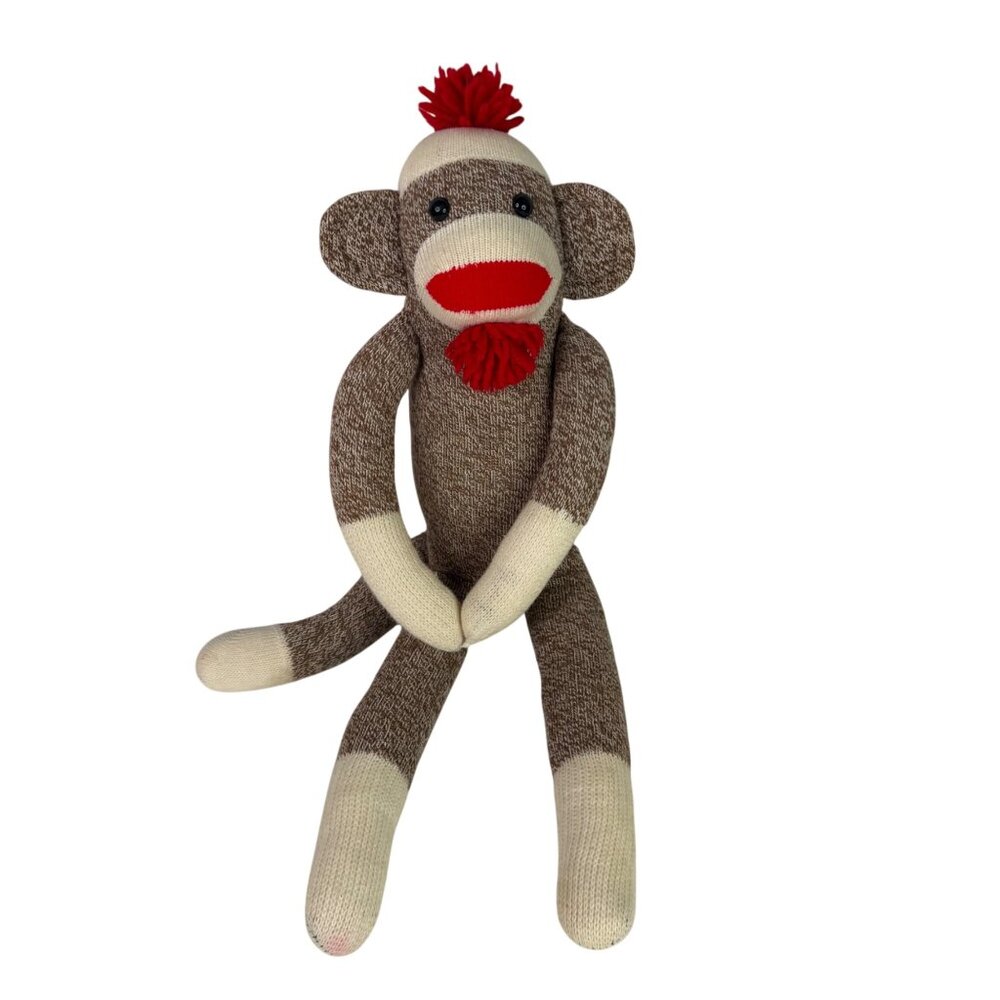 Ozark Mountain Kids Sock Monkey Plush Brown & Cream 20 Inches Stuffed Animal VTG